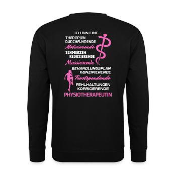 Physiotherapeutin/Physiotherapie/Physiotherapeut - Unisex Pullover - Schwarz - Hinten - Alina (178cm)