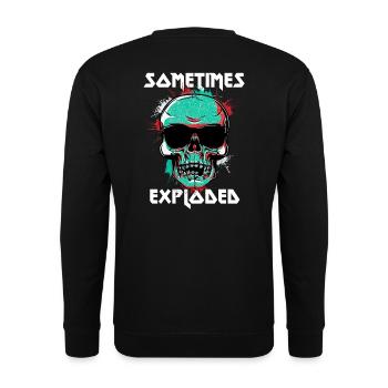 Skull skull sunglasses cool color saying - Unisex Sweatshirt - black - Back - Alina (178cm)