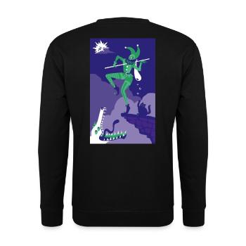 Der Narr - Tarot Große Arkana Illustration - Unisex Pullover - Schwarz - Hinten - Alina (178cm)