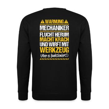 Mechanic Mechanic Mechanic Gift Warning - Unisex Sweatshirt - black - Back - Michal (187cm)
