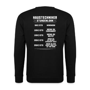 Haustechniker/Hausmeister/Techniker/Haustechnik - Unisex Pullover - Schwarz - Hinten - Michal (187cm)