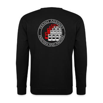 Tekno against fascism and racism - Unisex Pullover - Schwarz - Hinten - Alina (178cm)