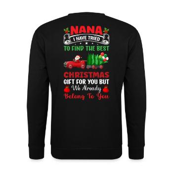Weihnachten mit Familie und Großeltern - Überrasch - Unisex Pullover - Schwarz - Hinten - Alina (178cm)