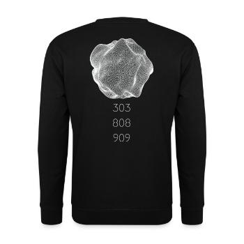 Techno abstract drawing, synthesizer 303 808 909 - Unisex Sweatshirt - black - Back - Michal (187cm)