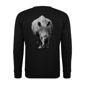 Nashorn frontal - Unisex Pullover - Schwarz - Hinten - Alina (178cm)