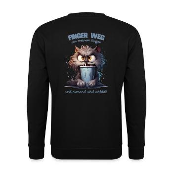 Finger von meinem Kaffee - Unisex Pullover - Schwarz - Hinten - Michal (187cm)