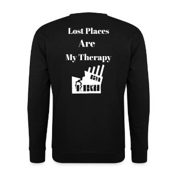 Les lieux perdus sont ma thérapie – Chemise Urban Explorer - Sweat-shirt Unisexe - noir - Dos - Alina (178cm)