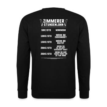 Zimmerer/Zimmermann/Zimmerin/Zimmerfrau/Zimmern - Unisex Pullover - Schwarz - Hinten - Alina (178cm)