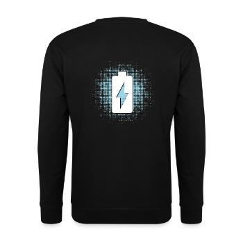 Batterie-Symbol mit Punktehintergrund - Unisex Pullover - Schwarz - Hinten - Michal (187cm)