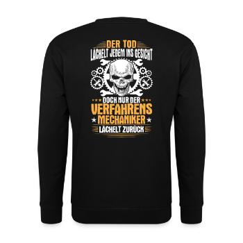 Verfahrensmechaniker Lächeln Geschenk Geschenkidee - Unisex Pullover - Schwarz - Hinten - Alina (178cm)