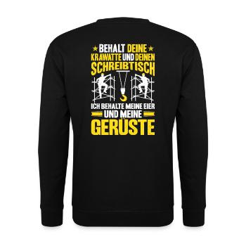 Gerüstbauer Gerüstbau Gerüster Geschenk - Unisex Pullover - Schwarz - Hinten - Michal (187cm)