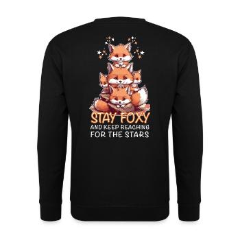 Niedliche Füchse Stay Foxy - Unisex Pullover - Schwarz - Hinten - Alina (178cm)