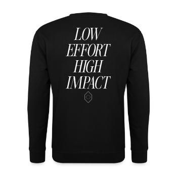 Low Effort, High Impact - Unisex Pullover - Schwarz - Hinten - Alina (178cm)