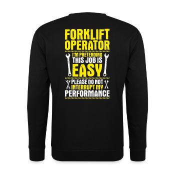 Staplerfahrer Gabelstaplerfahrer Forklift Operator - Unisex Pullover - Schwarz - Hinten - Michal (187cm)