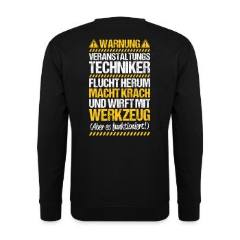 Veranstaltungstechniker Event Technician - Unisex Pullover - Schwarz - Hinten - Alina (178cm)