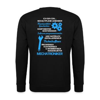 Mechatroniker/Mechatronikerin/Mechatronik - Unisex Pullover - Schwarz - Hinten - Alina (178cm)