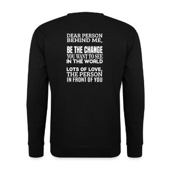 Chère personne derrière moi - sois gentil avec toi-même - Sweat-shirt Unisexe - noir - Dos - Alina (178cm)