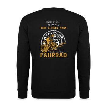 Alter Mann Fahrrad - Unisex Pullover - Schwarz - Hinten - Alina (178cm)