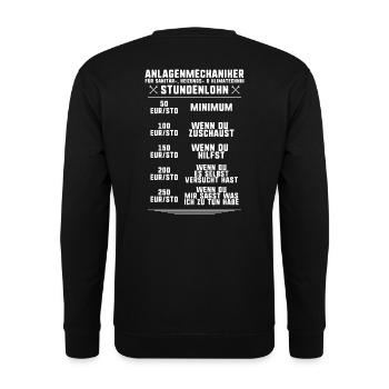 Anlagenmechaniker/Sanitär/Heizung/Klimatechnik - Unisex Pullover - Schwarz - Hinten - Alina (178cm)