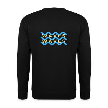 Waves Wellen Surferlook Design - Unisex Pullover - Schwarz - Hinten - Alina (178cm)