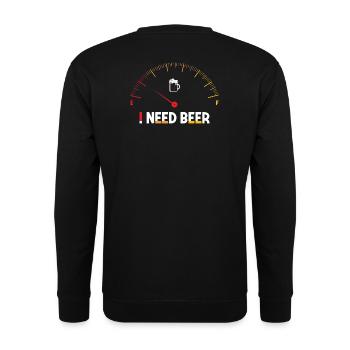 Humorvolles Bier-Motiv Design - Unisex Pullover - Schwarz - Hinten - Alina (178cm)