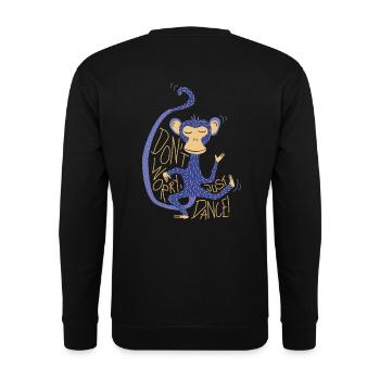 Illustration "Don't worry, just dance!" - Unisex Pullover - Schwarz - Hinten - Alina (178cm)