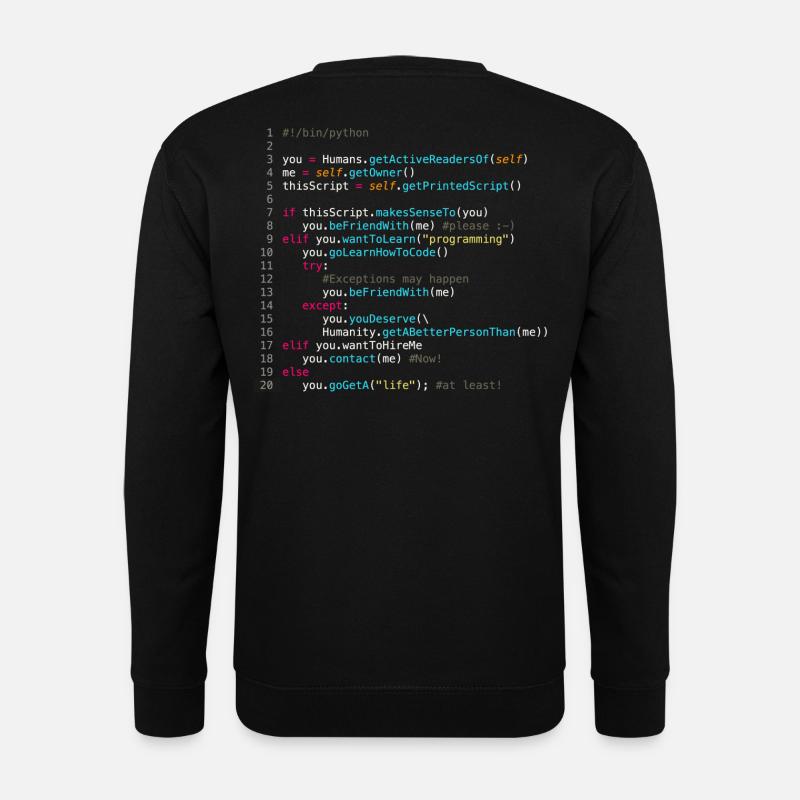 Être amis avec les programmeurs (en Python) - Sweat-shirt Unisexe - noir