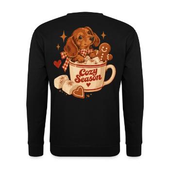 Cozy Season Dachshund - Unisex Pullover - Schwarz - Hinten - Michal (187cm)