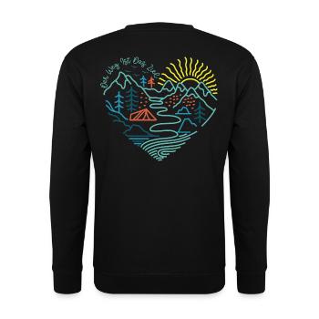 Berge Wandern Bergsteigen Sonne Zelt - Unisex Pullover - Schwarz - Hinten - Alina (178cm)