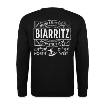 Authentischer Ureinwohner von Biarritz - Unisex Pullover - Schwarz - Hinten - Alina (178cm)