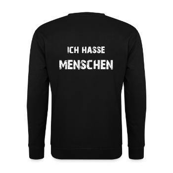 Ich hasse Menschen Anti Spruch Geschenk - Unisex Pullover - Schwarz - Hinten - Alina (178cm)