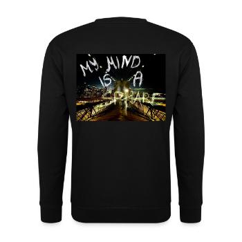 MY MIND IS A SPHÄRE RÜCKENPRINT - Unisex Pullover - Schwarz - Hinten - Alina (178cm)