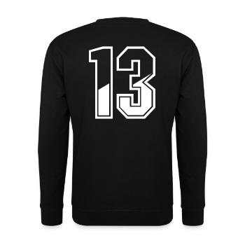 13 years jersey number 13 T-shirt number 13 - Unisex Sweatshirt - black - Back - Alina (178cm)