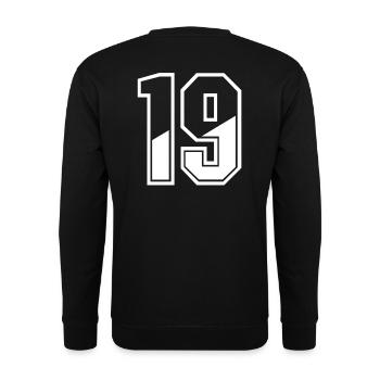 19 ans maillot numéro 19 T-shirt numéro 19 - Sweat-shirt Unisexe - noir - Dos - Alina (178cm)