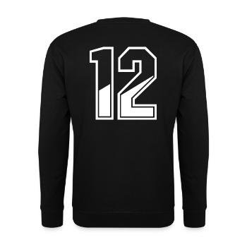 12 years jersey number 12 T-shirt number 12 - Unisex Sweatshirt - black - Back - Alina (178cm)
