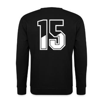 15 Jahre Trikot Nummer 15 T-shirt Nummer 15 - Unisex Pullover - Schwarz - Hinten - Alina (178cm)