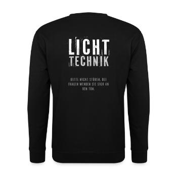 Lichttechnik Shirt für das Konzert: Fragen zum Ton - Unisex Pullover - Schwarz - Hinten - Michal (187cm)