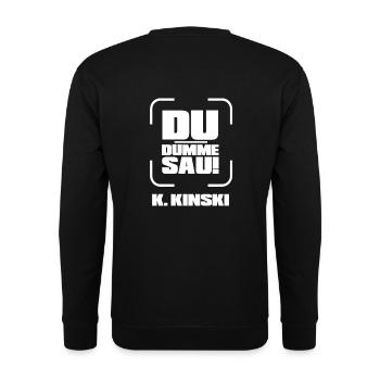 Kinski DU DUMME SAU - Unisex Pullover - Schwarz - Hinten - Alina (178cm)