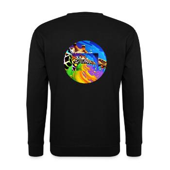 Farbenfrohe Giraffe - Unisex Pullover - Schwarz - Hinten - Alina (178cm)