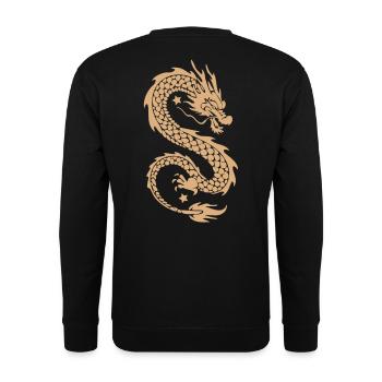 Goldener Drachen-Silhouette – Himmlische Asiatische Mythische - Unisex Pullover - Schwarz - Hinten - Michal (187cm)