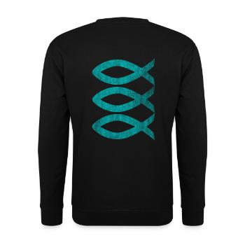 Christlich Fische Jesus Fisch - Unisex Pullover - Schwarz - Hinten - Alina (178cm)