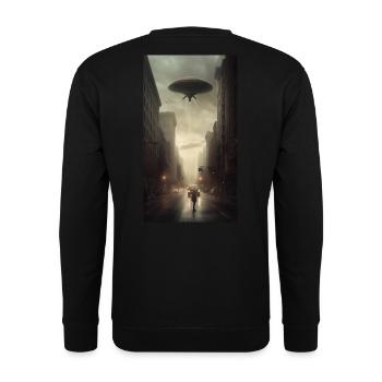 Verschwörung - Unisex Pullover - Schwarz - Hinten - Alina (178cm)