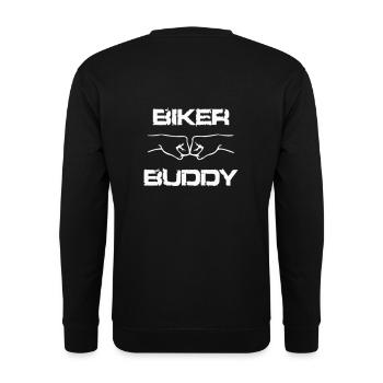 BIKER BUDDY BRO FIST weiss personalisierbar - Unisex Pullover - Schwarz - Hinten - Alina (178cm)