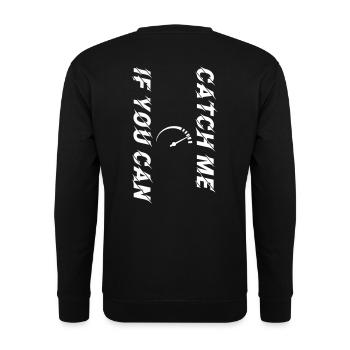 Catch Me If You Can Tacho weiss personalisierbar - Unisex Pullover - Schwarz - Hinten - Alina (178cm)