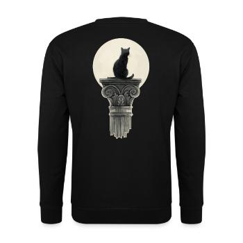 Schwarz Katze - Unisex Pullover - Schwarz - Hinten - Alina (178cm)