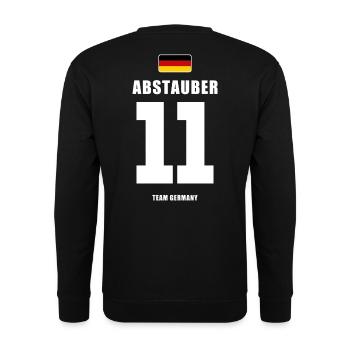 Deutschland Fussball Nr.11 Abstauber Fußball - Unisex Pullover - Schwarz - Hinten - Michal (187cm)
