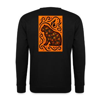 Mystic Cat Mandala Orange - Unisex Sweatshirt - black - Back - Alina (178cm)