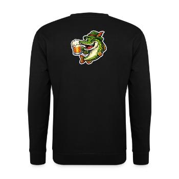 Petri Heil! - Funny Pike with Beer - Unisex Sweatshirt - black - Back - Alina (178cm)