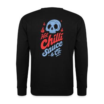 Design de la sauce piment Blue Skull - Sweat-shirt Unisexe - noir - Dos - Michal (187cm)