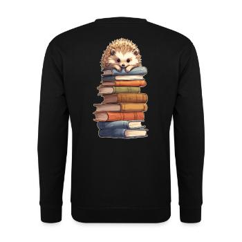 Hérisson sur une pile de livres - Sweat-shirt Unisexe - noir - Dos - Alina (178cm)